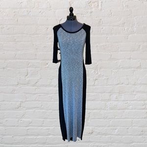 Black and Gray Jersey Maxi Dress